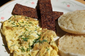 Scrambled Eggs w_ wild chives breakfast